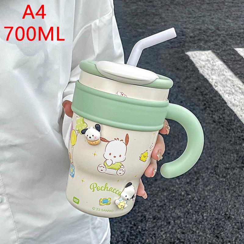 Cartoon Stainless Steel Water Cup Cute 700Ml Insulated Water Bottle Large Capacity Straw Thermos Cup Drinkware