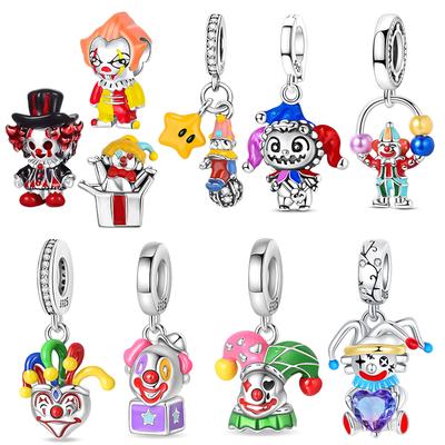925 Silver Gothic Horror Cartoon Clown Series Beads Pendant Charm Fit Original Charm Bracelets Women DIY Jewelry Gift