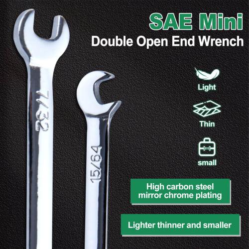 INJOYTEC 10-Piece Mini Spanner Set, 5/32"-7/16" Mini Open-End Spanner Wrench Set, Ultra-Thin Inch SAE Spanner Set, Mini Combination Wrench Set, Thin-E