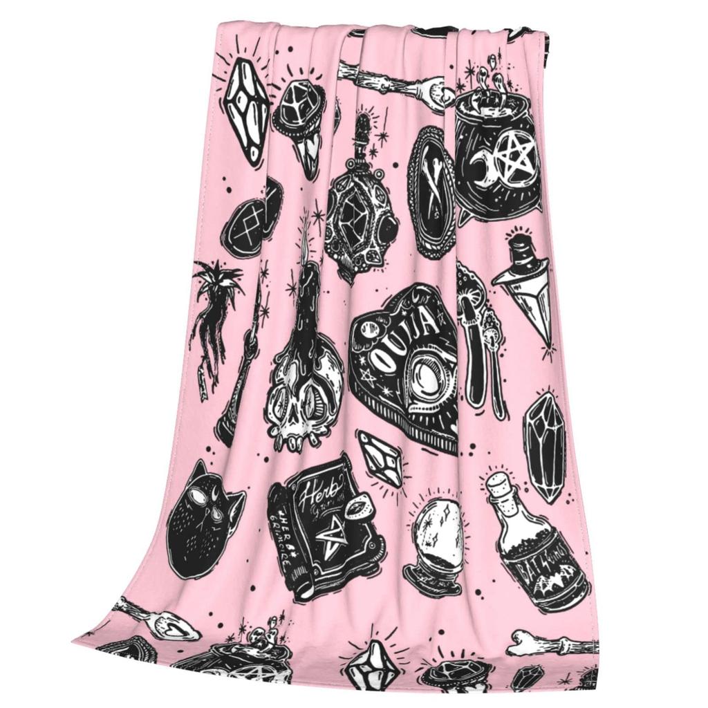 Halloween Witchy Witch Blanket Flannel Throw Blanket Lightweight Soft Cozy Sofa Bed Blanket for Men Women Teens Halloween Gifts