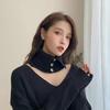 Knitted Button Fake Collar Pullover Scarf for Women's Korean Version Versatile High Neck Sweater Decoration Neck Protection Warm