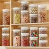 Vintage Airtight Storage Jar Clear Plastic Food Container with Pop Lid Stackable One Button Opening Kitchen Storage Organizer for Cereal Rice Flour