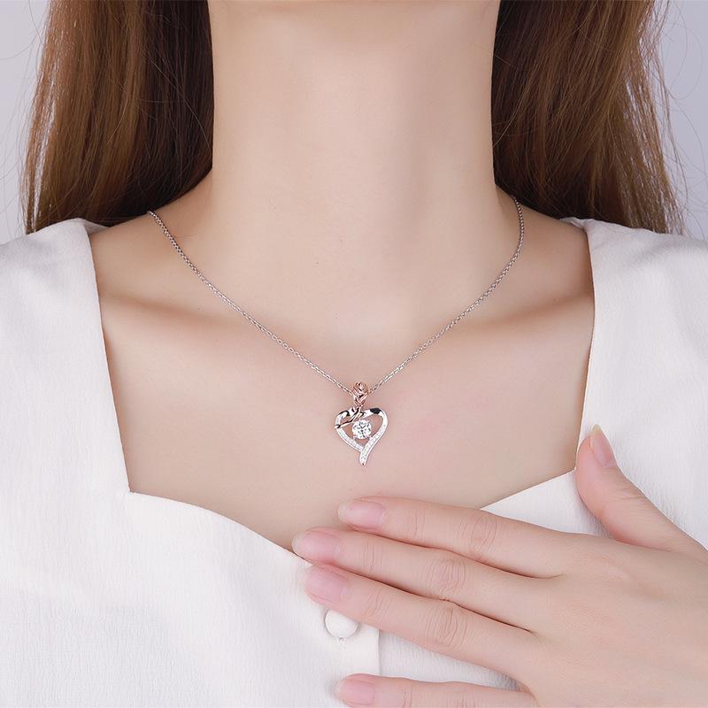 S925 Sterling Silber Herz des Ozeans Damen Liebe Moissanite Halskette Valentinstag Geschenk Temperament Anhänger