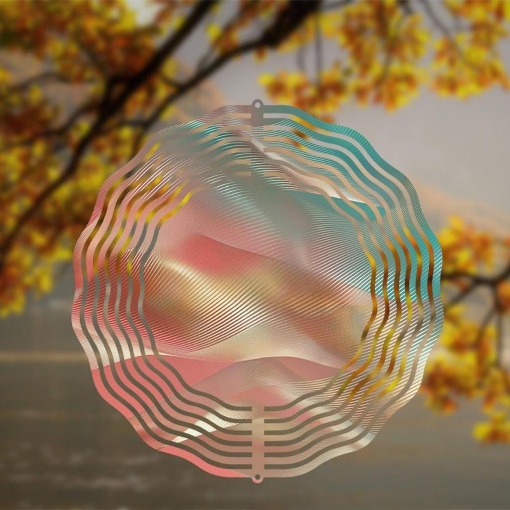 10 Inch Hanging Wind Spinner with Light Wave Pattern 360 Degree Rotating Hook for Garden Balcony Decor Spring Summer Gift Idea