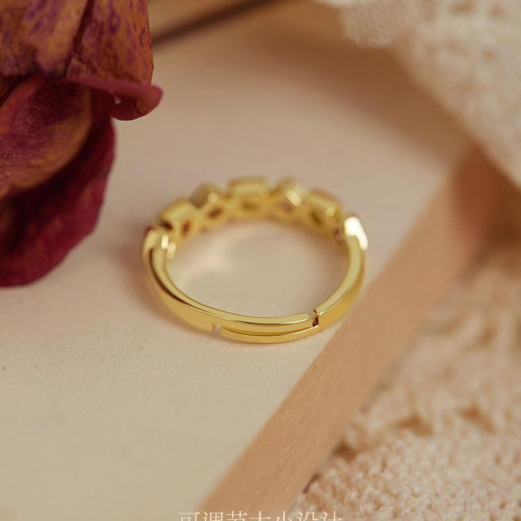 Copper Fashionable Chic Ring With Colorful Rhinestones For Women Unique Adjustable Design