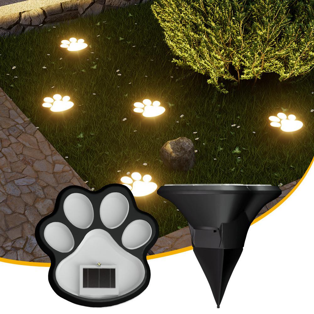 Solar Dog Paw Garden Light With Led Lamp For Outdoor Yard And Pathway Decor