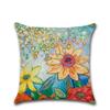 Plants Leaf Sunflower Cushion Cover Linen Decorative Home Sofa Square Pillow Case For Couch Farmhouse Decoration 45X45Cm