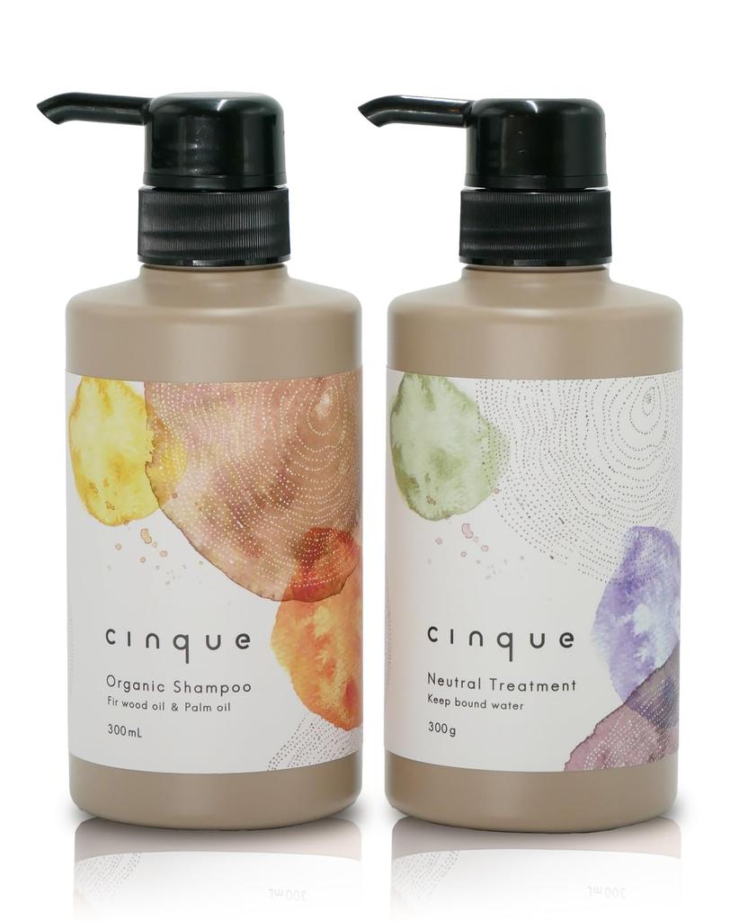 Cinque Organic Shampoo Neutral Treatment Set avledet Skaper et hodebunnsmiljø for hårvekst 300ml 300g Behandling & [Naturlige ingredienser] &