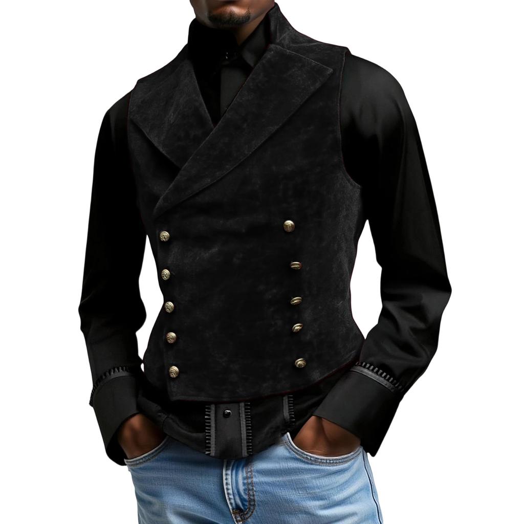 Men's  Leisure  Standing  Collar  Double  Buckle  Suit  Vest  Coat