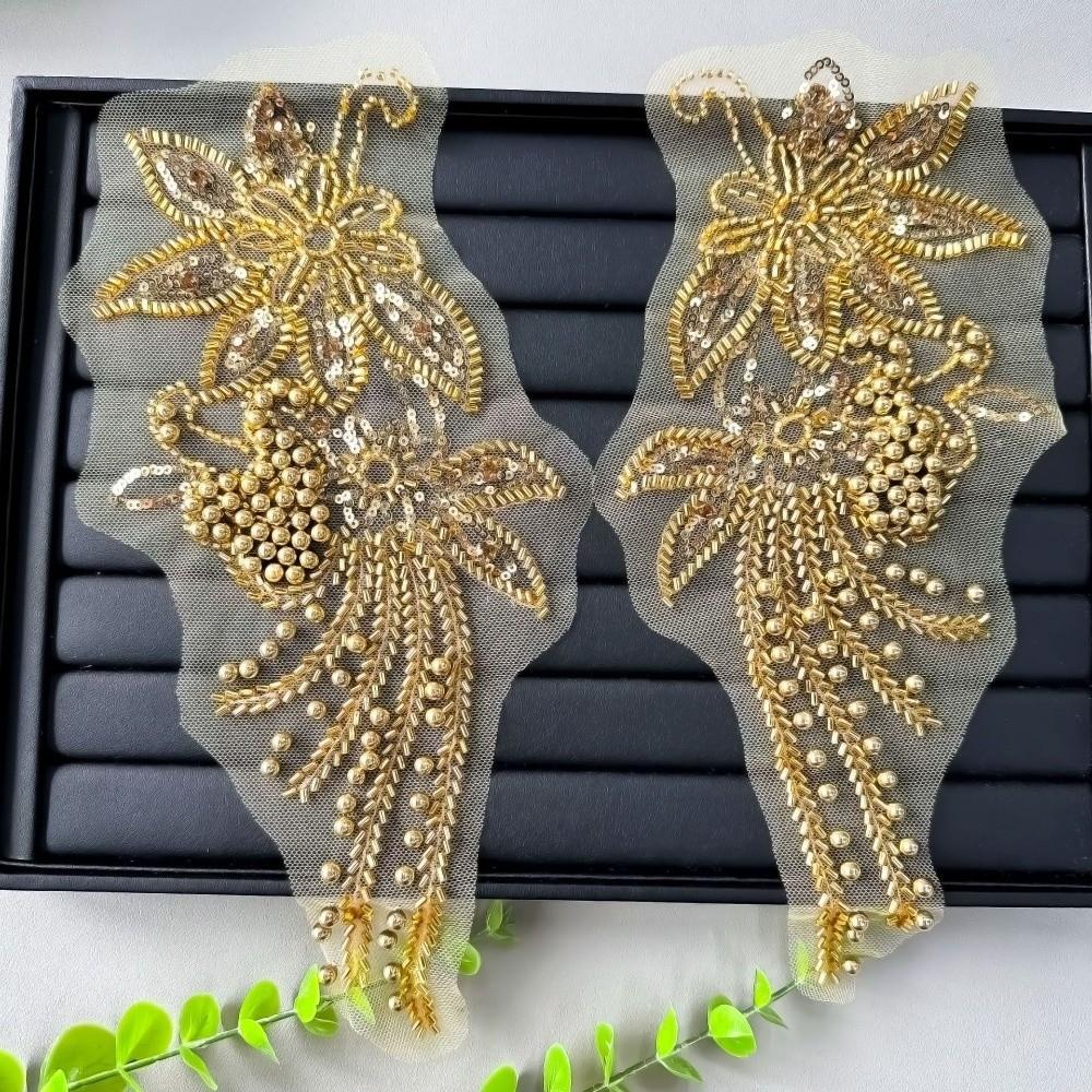 Mesh Fabric Clothing Applique Handmade Nail Beads Patch Repair Clothes Patches  Women Clothes