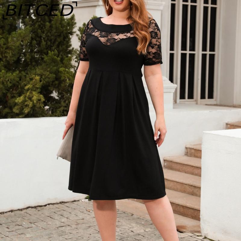 BITCED Lace Cutout Casual Loose Dress Vacation & Commute Dress Plus Size Women's Apparel