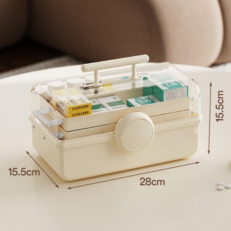 

Органайзер для косметики большой вместимости 3-ярусный портативный органайзер для лекарств пластиковый пыленепроницаемый многоцелевой портативный кейс для хранения L бежевый