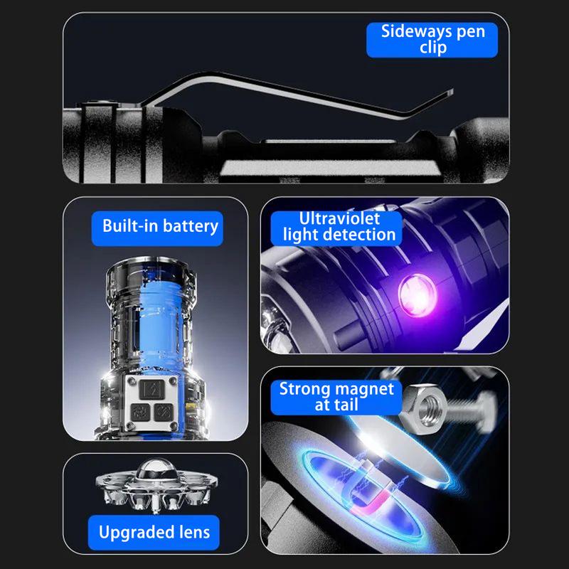 Pocket Flashlights High Lumens LED Pocket Flashlights Waterproof Handheld Spotlight Rechargeable Handheld Torch Handheld Torch