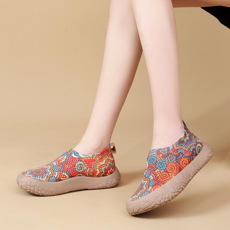 Scarpe da donna slip-on in rete con stampa graffiti di frutta estiva