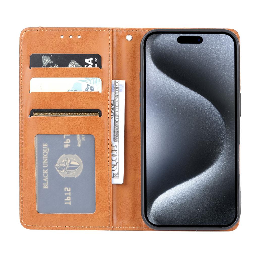For iPhone 16 Plus Cell Phone Case Magnetic Closing PU Leather Stand Cover