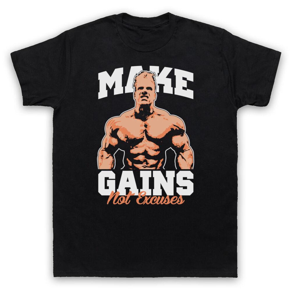 Make Gains Not Excuses Bodybuilding Gym Workout Slogan Mens And Womens T-Shirt