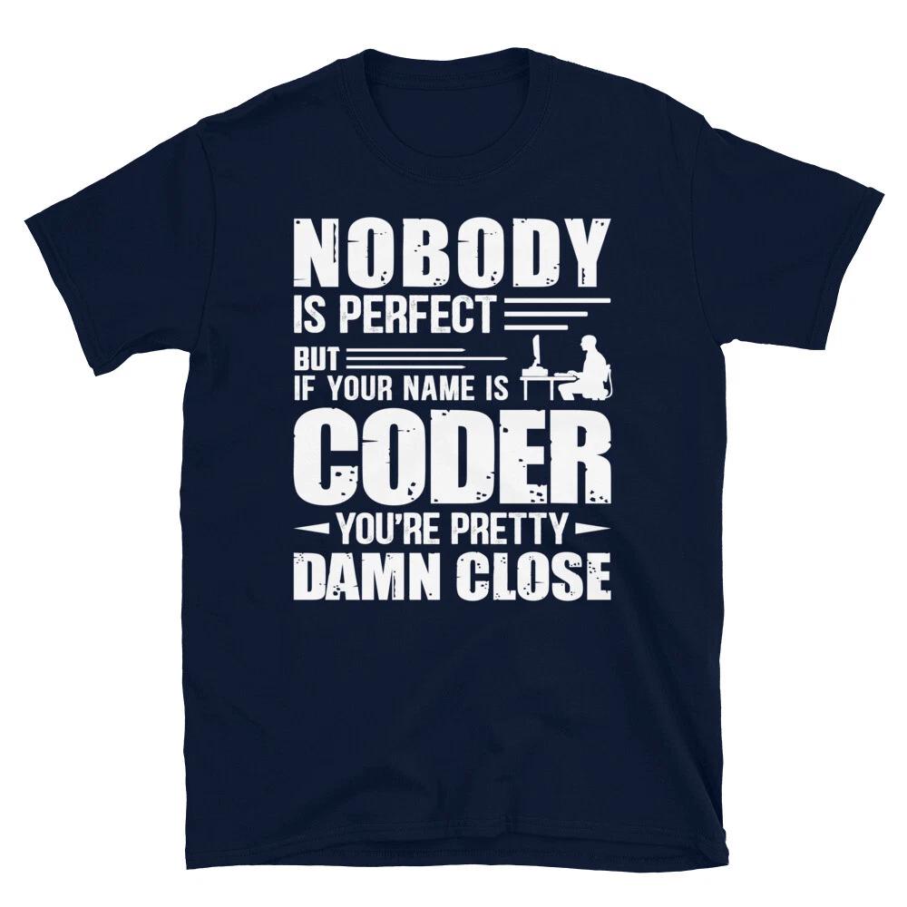 Coder Nobody Is Perfect Programmer Programming Coding Geek T-Shirt M