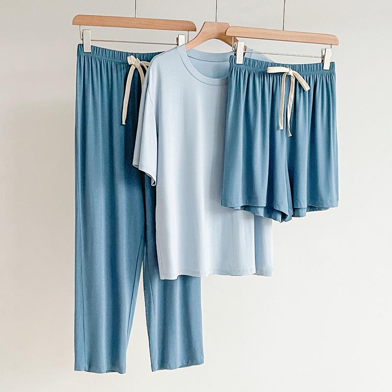 2024 Women's Loose Modal Three-Piece Pajama Set: Breathable & Comfortable for Spring/Summer, Versatile Indoor/Outdoor Wear