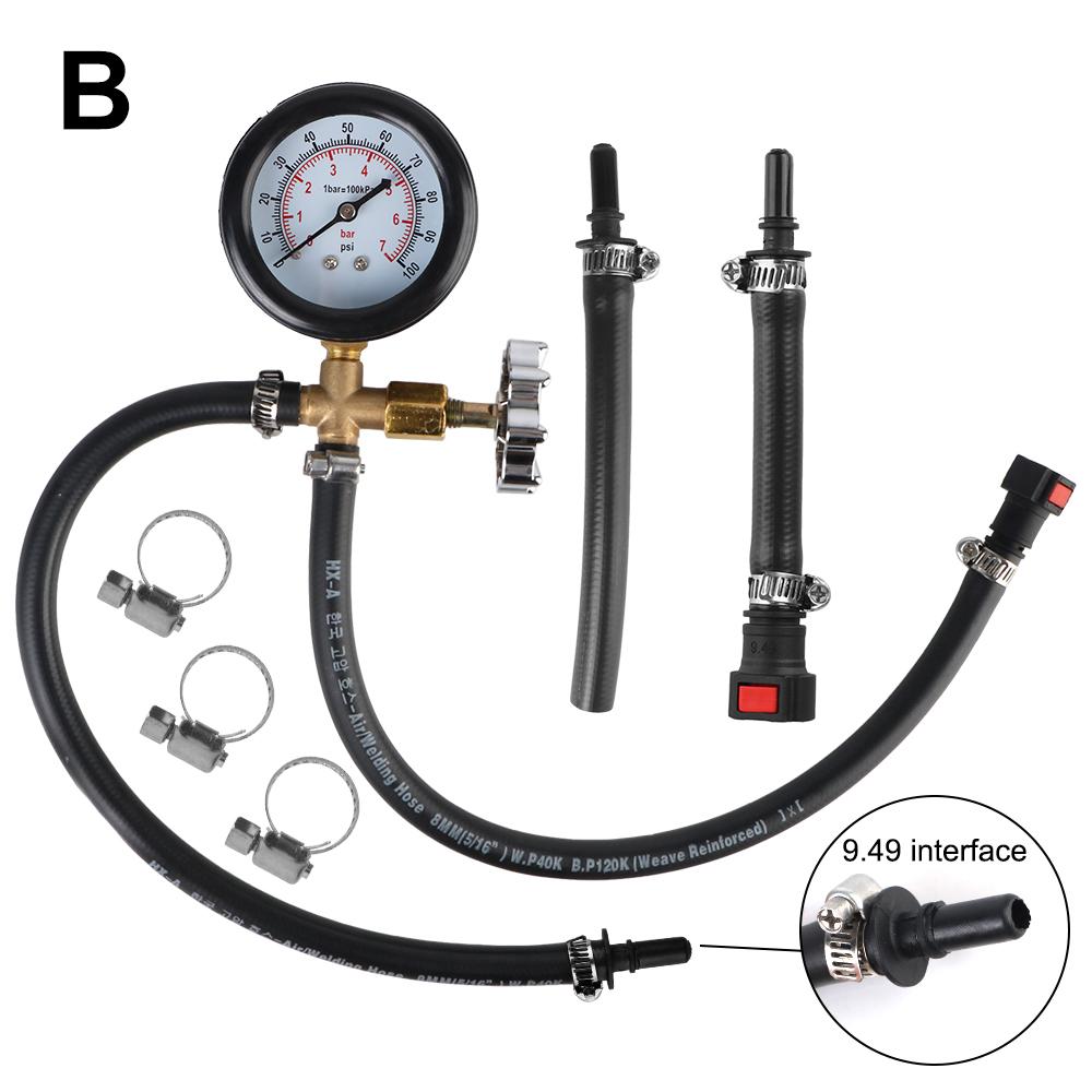 For Car Truck Gasoline Fuel Pump Pressure Gauge Tester 0-100PSI Auto Diagnostics Tools Gasoline Pressure Gauge Meter Quick Connected with VALVE