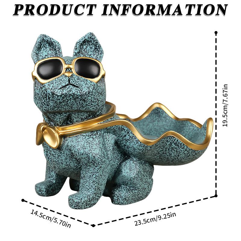 Resin Dog Figurine Basket - Home Decoration Ornament (Poodle, Myna, Bulldog)