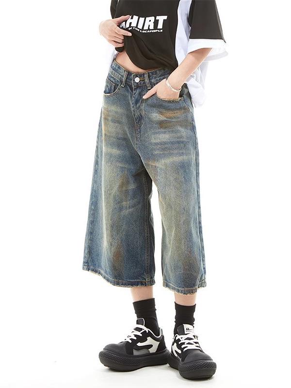 2025 Korean Style Women's High-Quality Wide-Leg Cropped Denim Pants - Trendy Summer Casual Capris