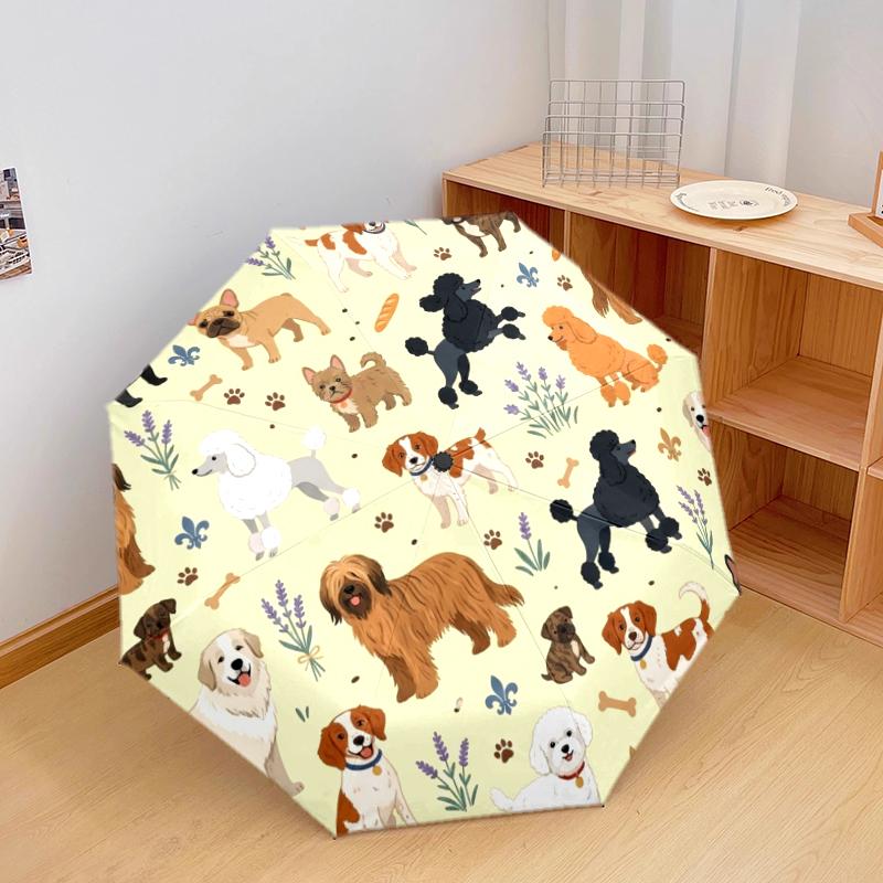 1 PC Automatic Folding Umbrella - Cute Dog Pattern, Portable & Foldable Design with 8 Ribs, Christmas Birthday Gifts