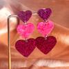 New Valentine's Day Acrylic Earring for Women Girls Glitter Colorful Love Heart Splicing Drop Earrings Sweet Jewelry Gifts
