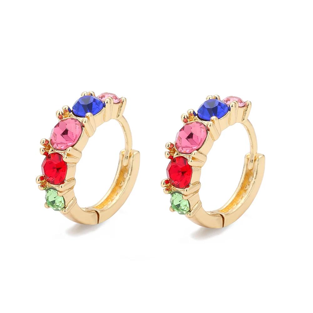 

Fashion Colorful Crystal Small Hoop Earrings Clear CZ Geometric Circle Huggie Earrings For Women Wedding Zircon Gifts