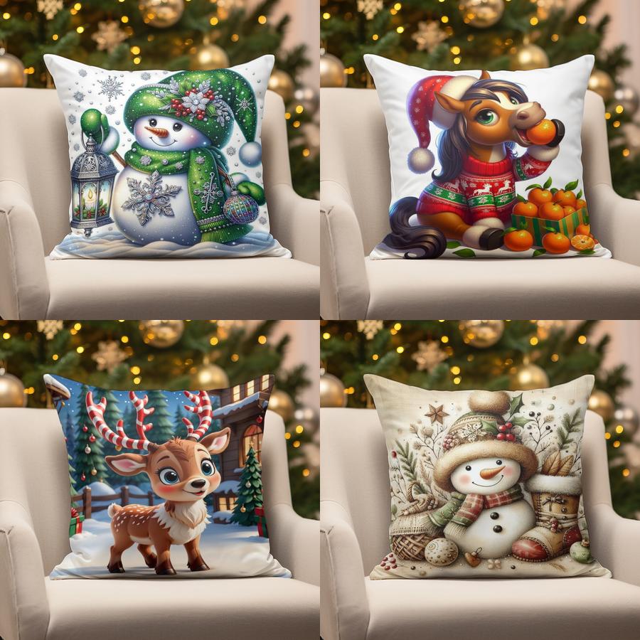 Home Decor Christmas Cute Animal Pillows Suitable For Sofa Bedroom Car Pillow Cover Cushion Rectangular Back Cushion