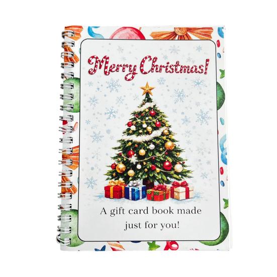 Themed Illustration Gift Organizer Christmas Card Book, 7" x 5" Spiral Bound Merry Creative Holiday Souvenir Book Booklet, Greeting Album Personalized