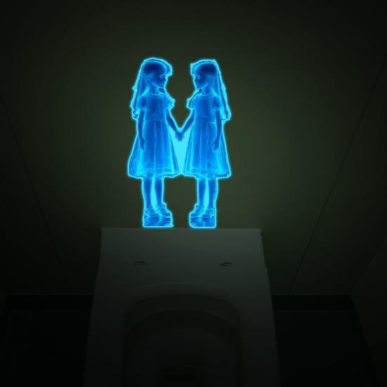 Halloweenská samolepka na zeď Svítící ve tmě Strašidelná samolepka dvojčat Samolepicí Samolepka na okno z hororového filmu pro koupelnu Hororové tematické párty