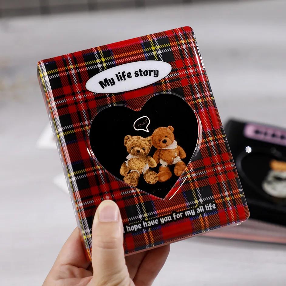 

Фотоальбом на 80 карманов, 3 дюйма, папка для карточек Kpop, полая, с изображением сердца, модели Instax, книга с именами, держатель для удостоверения личности с фотокарточкой