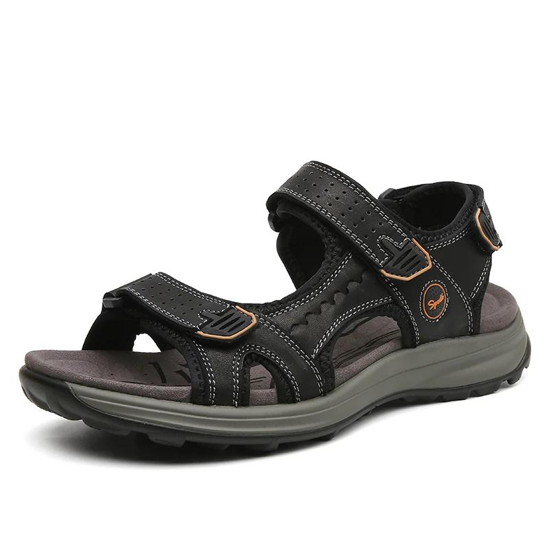 Fashion Mens Sandals Summer Leather Shoes Men Outdoor Casual Lightweight Beach Sandals Fashion Men Shoes Zapatos Para Hombre Big Size 48