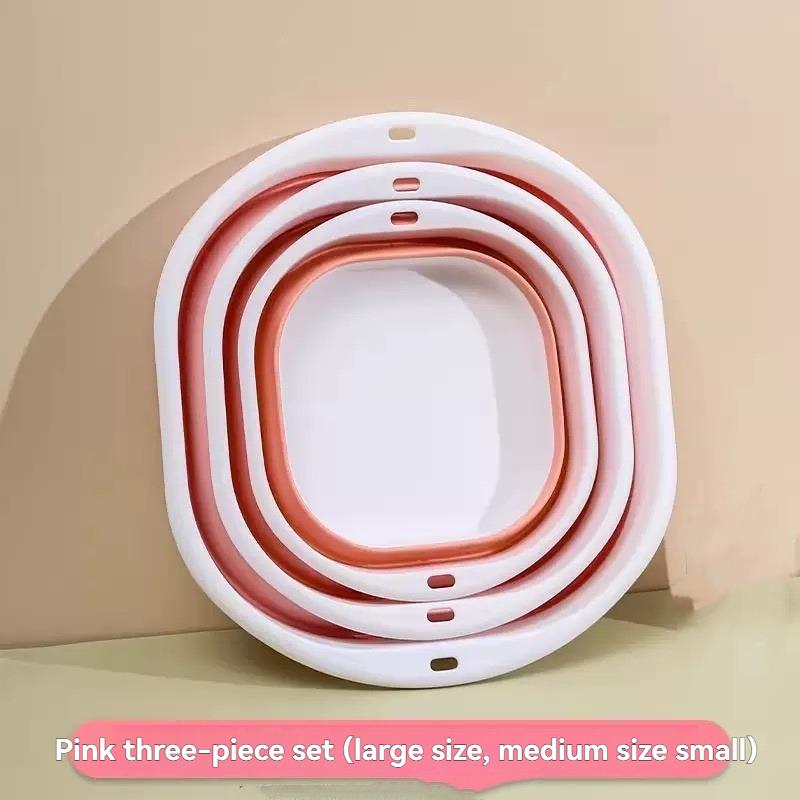 3-Piece Set/Portable Foldable Washbasin for Home and Travel, Multifunctional Storage Washbasin