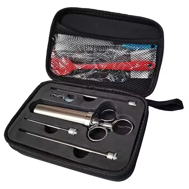 Meat Syringe Marinade Injector Flavor Needle BBQ Pork Steak Meat Sauces Syringes With 3 Stainless Steel Needles Kitchen Tools