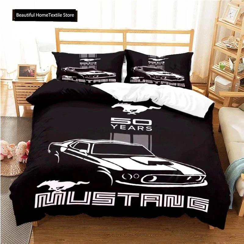 

Мустанг Автомобільний Візерунок Зручна Постільна Білизна Комплект: Підковдра, Наволочка Декорація Дитячої Кімнати Домашній Текстиль AU Single(140*210cm)3pcs