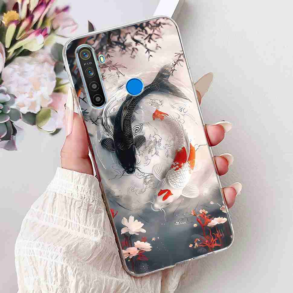 For Realme 5 RMX1911 6.5" Case Fashion Colorful Flower Soft Silicone TPU Cover For Oppo Realme5 RMX1919 Butterfly Bumper Shell