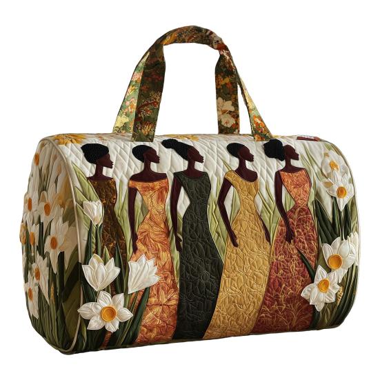 Vintage Quilted Duffel Bag Women Colorful Retro Travel Tote Floral Weekender Bag Overnight Bag for Gym Shopping
