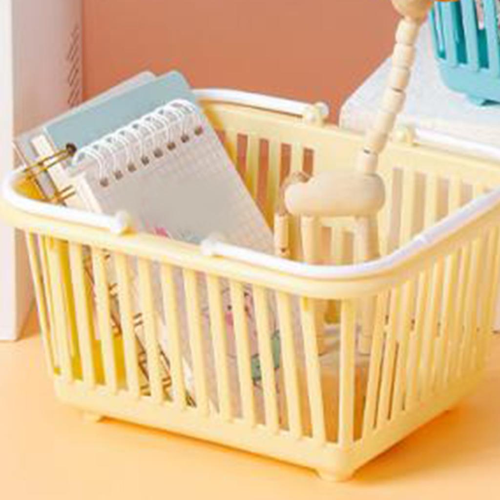 Storage Basket Multifunctional Compact Plastic   Basket with Handle for Desk