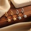 Exquisite Korean Style Titanium Steel Gold-Plated Flower Earrings for Women