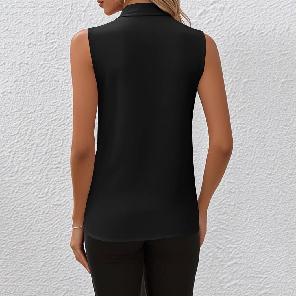 Women's Summer Fashion V-Neck Casual Sleeveless Blouse Color Tops