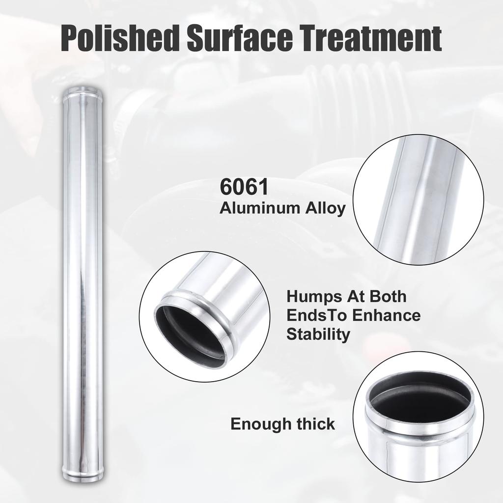 uxcell Tube Intercooler Pipe Air Intake Aluminum Silver 51mm Outer 500mm Length for Cars Tube, Alloy, Tone, Diameter,