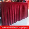 Gold Velvet Stage Skirt: T-stage Wedding Props Thick Silk Table Edging