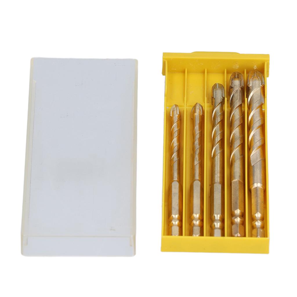 5Pcs Drill Bit Spear Head Hex Shank Drilling Tool Set Kit for Tile Concrete Glass