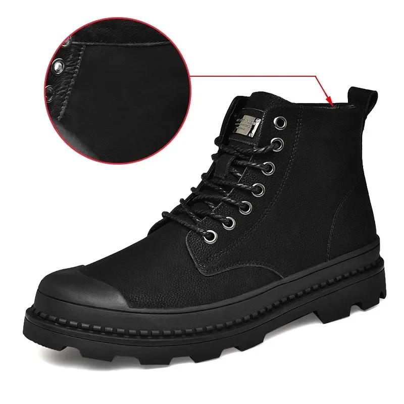 

Зимние мужские ботинки Водонепроницаемые мужские ботильоны Кожаная повседневная обувь Сохраняют тепло Мужские рабочие ботинки с мехом Мужские зимние ботинки Мужские боты 40