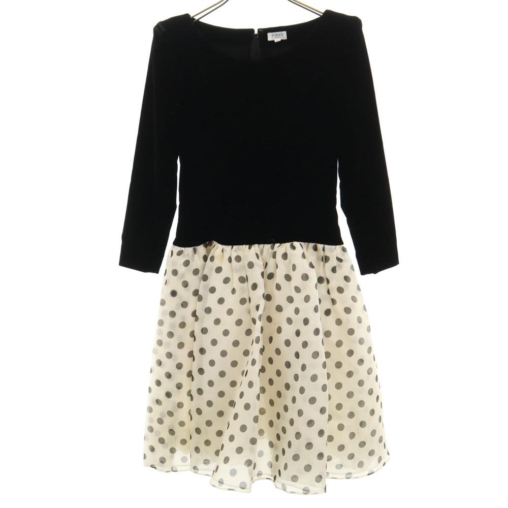 

FOXEY made in Japan Long sleeve docking one piece 38 Back zip Women Used