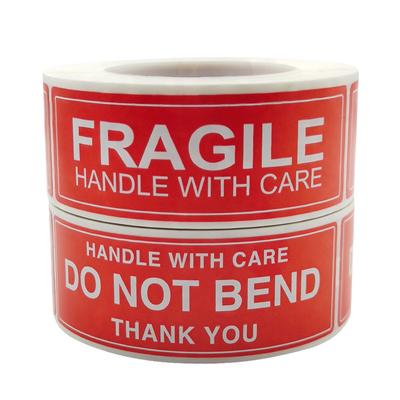 250pcs/roll Red Warning Sticker Fragile Handle With Care DO NOT BEND 2.5x7.5cm Transport Packaging Remind Labels
