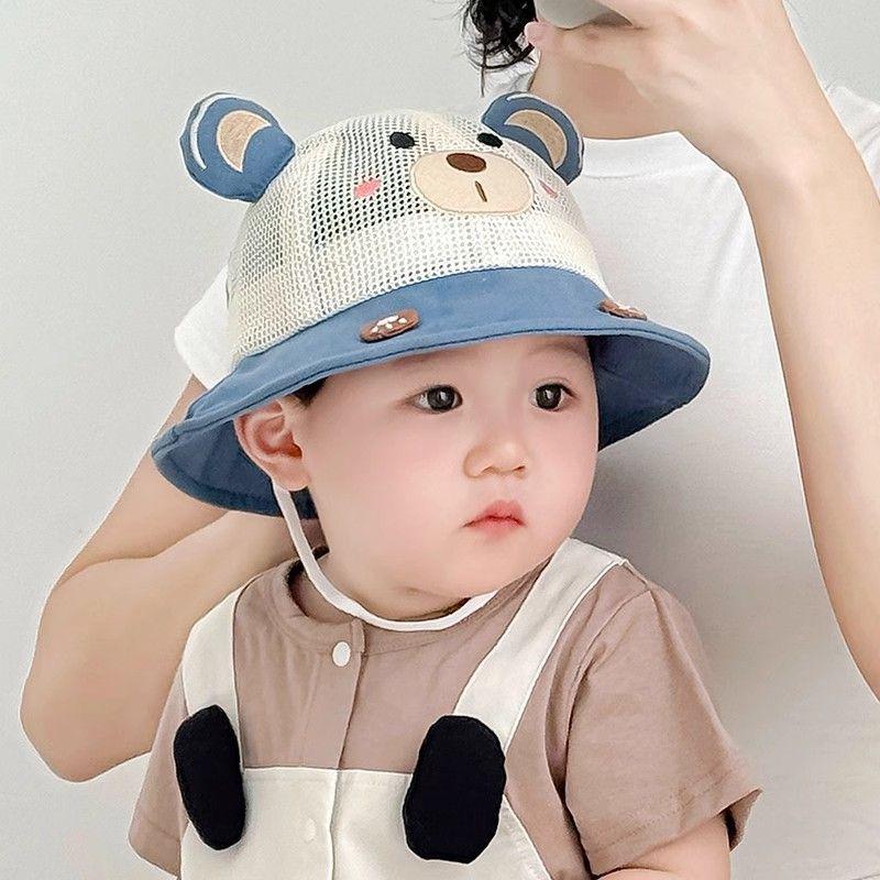 Infant Sun Protection Bear Hat – Breathable Mesh Bucket for Boys & Girls