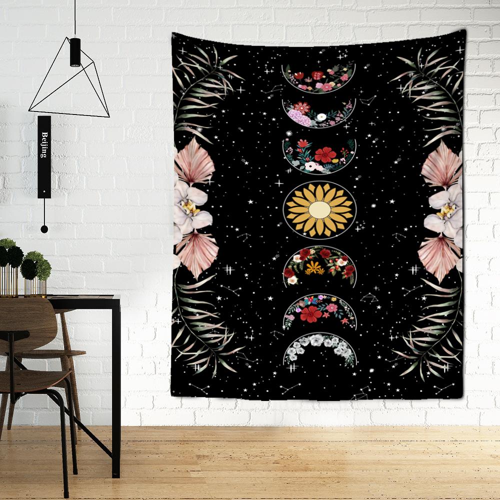 Фаза Луны Цветочный Гобелен Настенный Психоделический Колдовство Богемный Стиль Хиппи — фото 5