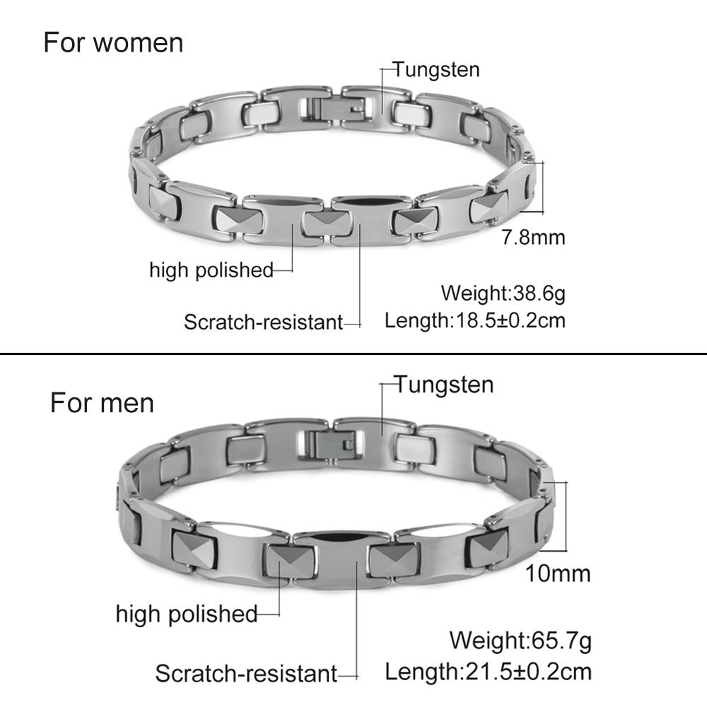 Vinterly Tungsten Carbide Bracelets Men Scratch-proof 10mm Wide Chain Link Jewelry Waterproof Silver-color Metal Shiny Polished